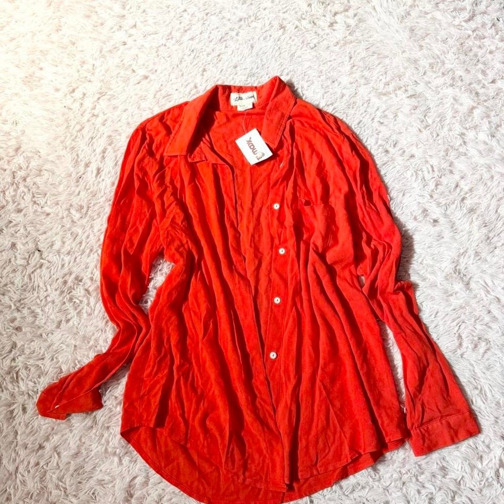 Vivid Orange Bold Colorful Flowy Minimalist Rainbow Wardrobe Top Womens L Quirky